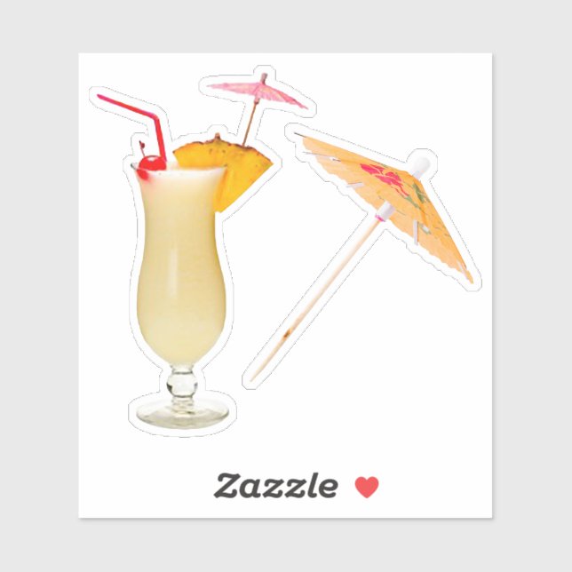 Sticker à parapluie Pina Colada et Cocktail (Feuille)