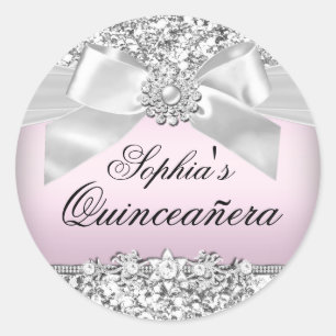 Sticker à Parties scintillant rose argent et bijou