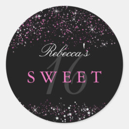 Sticker à Parties scintillant Sweet 16 rose noir