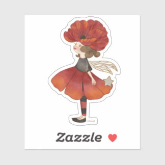 Sticker à Pixie florale de pavot