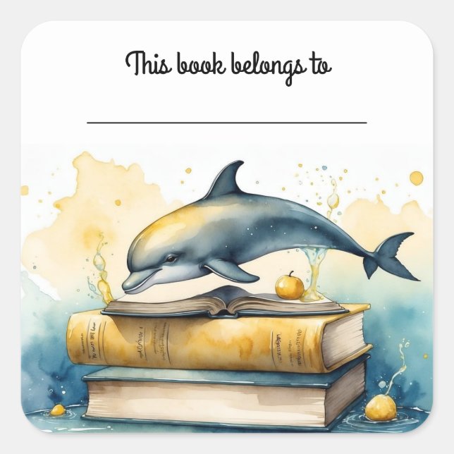 Sticker à plaques de livres et de dauphins modifia (Devant)