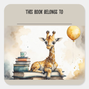 Sticker à plaques de livres et de girafe modifiabl