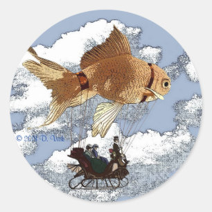Sticker à poisson rouge rond