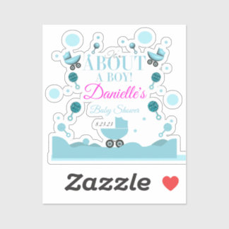 Sticker À propos d'un garçon Baby shower Invitation Invita