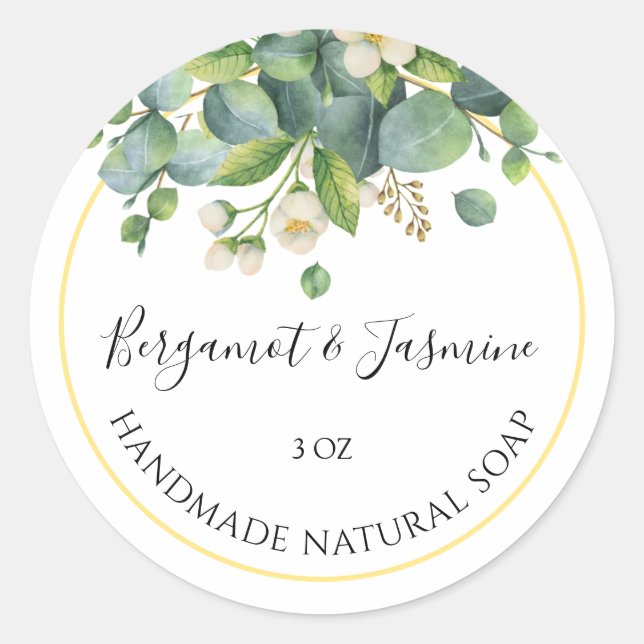 Sticker à savon artisanal Floral Bergamot et Jasmi (Devant)