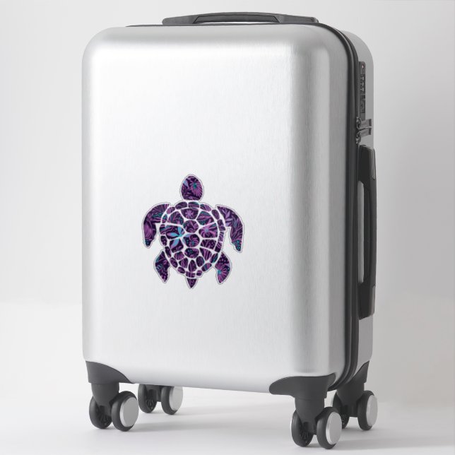 Sticker à tortue florale (Sur valise)