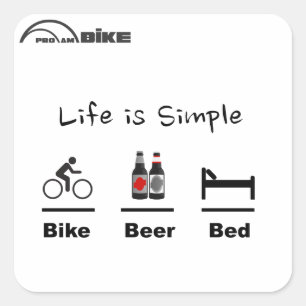 Sticker à vélo - La vie est simple - Vélo - Bière 