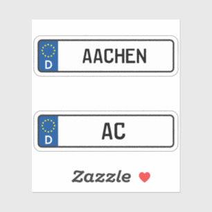 Sticker Aachen kennzeichen, Plaque allemande d'immatricula