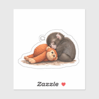 Sticker Abandoned Baby Monkey with Comfort Surrogate Doll 