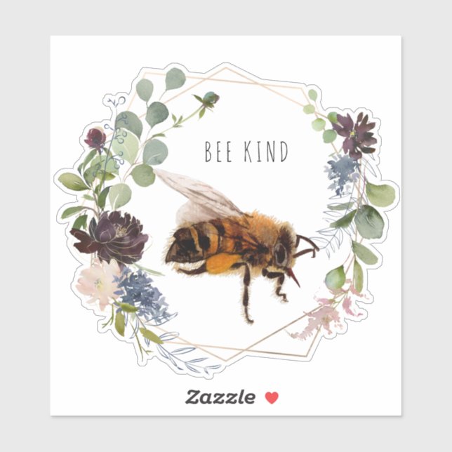 Sticker Abee | Citation d'aquarelle d'abeille mignonne (Feuille)