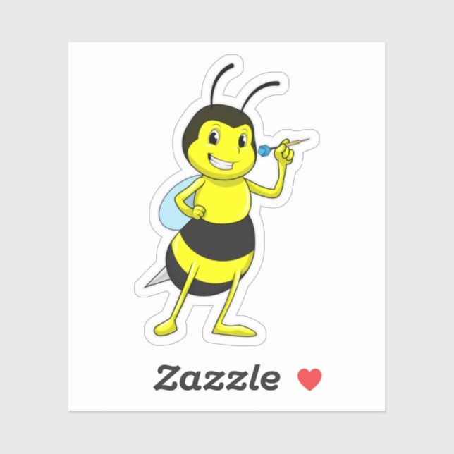 Sticker Abeille aux fléchettes avec tarte (Feuille)