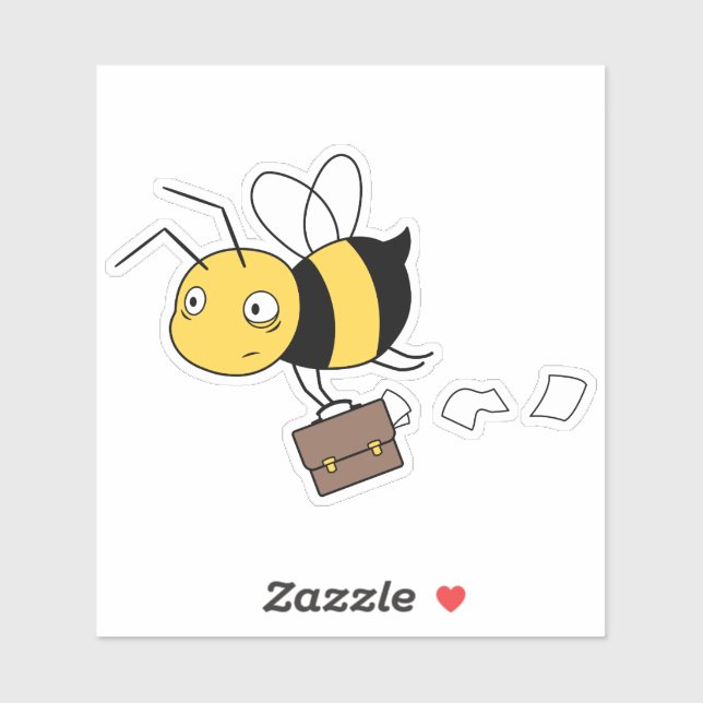 Sticker Abeille d'affaires, abeille fatiguée et stressée t (Feuille)