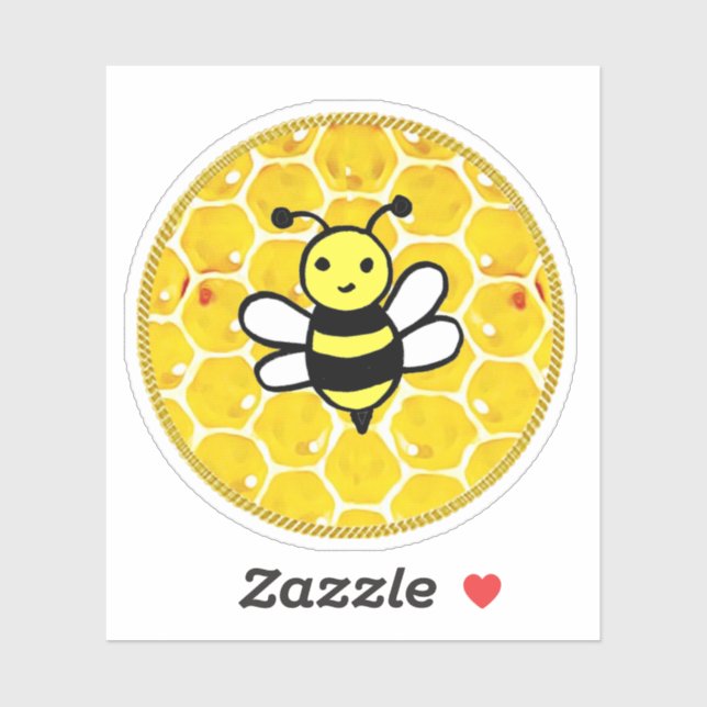 Sticker Abeille de miel et peigne de miel (Feuille)