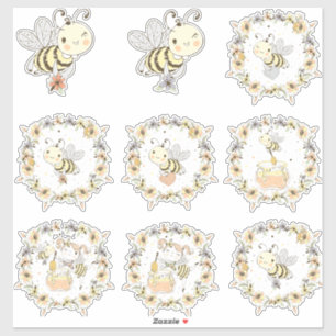 Sticker Abeilles De Miel, Fée & Bébé En Motif Sans Faille