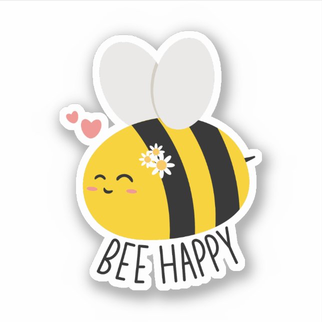 Sticker Abey Happy, Bee Inspirational Happy Motivational (Devant)