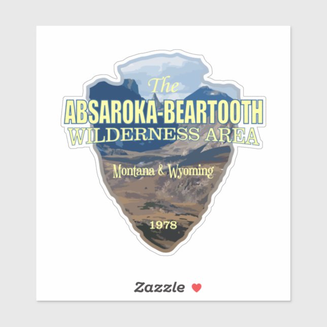 Sticker Absaroka-Beartooth Wilderness (flèche) (Feuille)