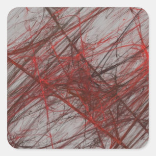 Sticker Abstrait pour Carré fractal gris-rouge