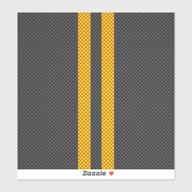 Sticker Accent Yellow Racing Stripes Carbon Fiber Style (Feuille)