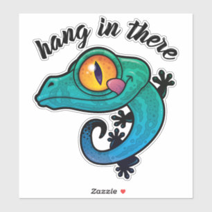 Sticker Accrochez-Vous Là Gecko Coloré