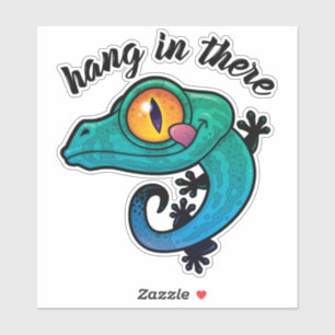 Sticker Accrochez-Vous Là Gecko Coloré