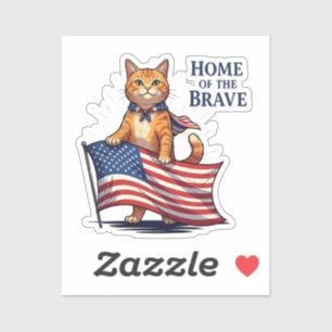Sticker Accueil du Brave - Chat patriotique