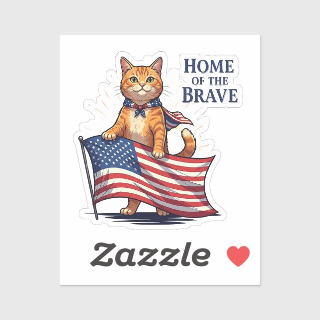 Sticker Accueil du Brave - Chat patriotique (Feuille)