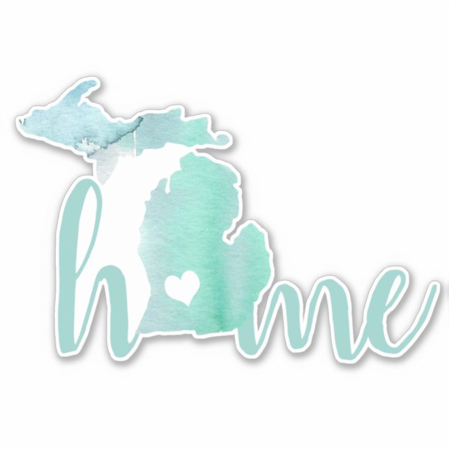Sticker Accueil Michigan Watercolor Silhouette State (Devant)