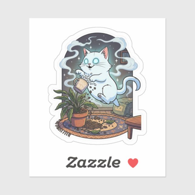 Sticker Activité Purranormale - Cute Fantôme Halloween Cat (Feuille)