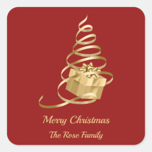 Sticker actuel de l'Arbre de Noël en ruban d'or