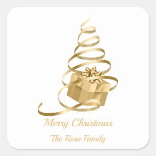 Sticker actuel de l'Arbre de Noël en ruban d'or
