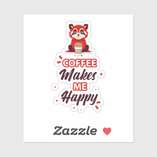 Sticker Addict au café d'art Kawaii Redpanda (Feuille)