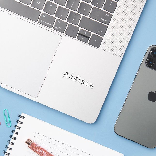 Sticker Addison nom, avant Addison (Ordinateur portable avec iPhone)