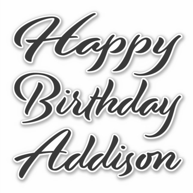 Sticker Addison Nom Prénom Anniversaire de la Broderie noi (Devant)