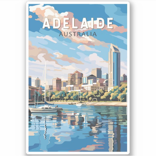 Sticker Adelaide Australia Travel Art Vintage (Devant)