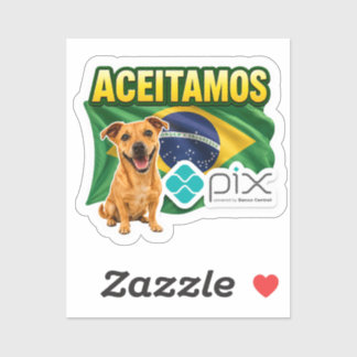 Sticker Adesivo Aceitamos PIX com Cachorro Caramelo