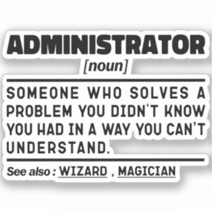 Sticker Administrateur Noun Définition Gestion amusante