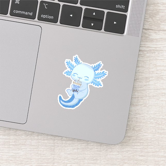 Sticker Adorable Blue Axolotl Boba Bubble Tea (Détail)