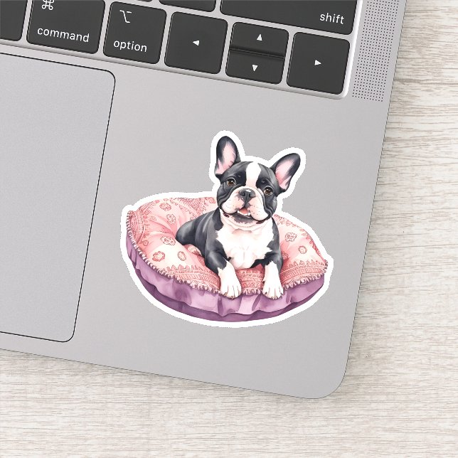 Sticker Adorable Chien de taureau français sur un coussin (Détail)
