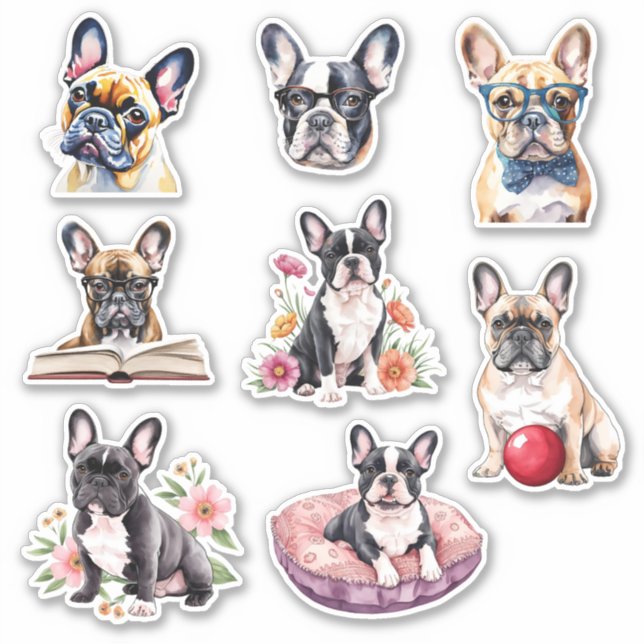 Sticker Adorable collection française de Bulldog (Devant)