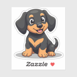 Sticker Adorable Dachshund Kawaii, Tasse Au Coeur, Petite