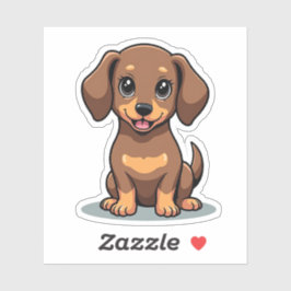 Sticker Adorable Dachshund, Kawaii Wink, Petit