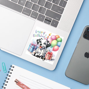 Sticker Adorable Dalmatie chiot fête d'anniversaire Illust