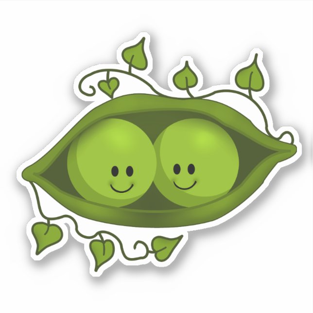 Sticker Adorable Deux Pois Dans Un Pois (Devant)