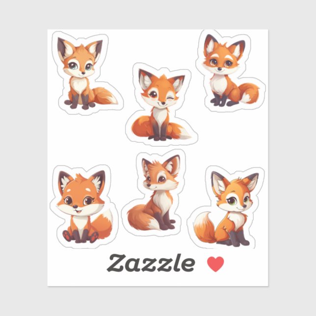 Sticker adorable feuille d'autocollant kawaii fox (Feuille)