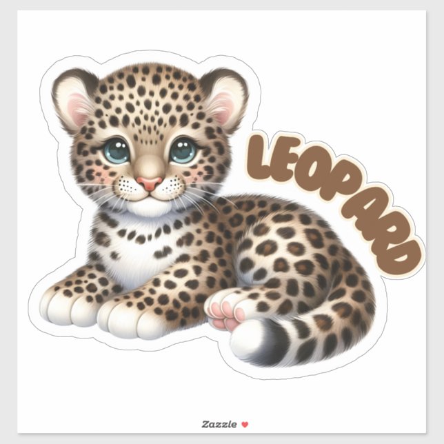 Sticker Adorable léopard - Pépinière (Feuille)