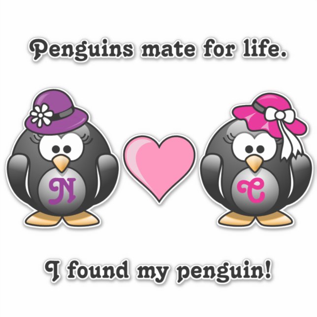 Sticker Adorable Lesbienne Penguins Deux Mariées Casquette (Devant)