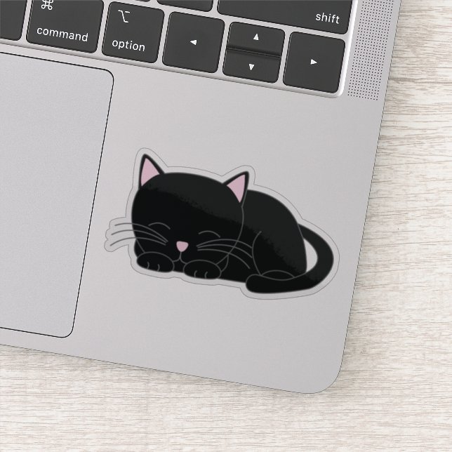 Sticker Adorable Napping Kitten noir (Détail)