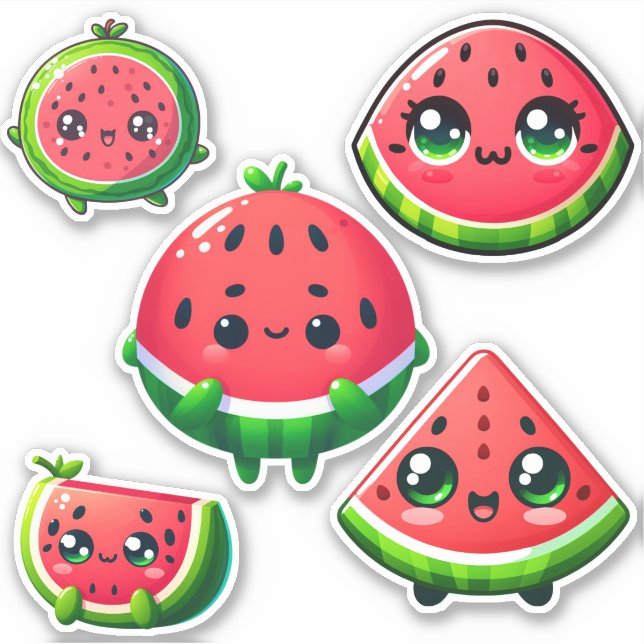 Sticker adorable pastèque kawaii (Devant)