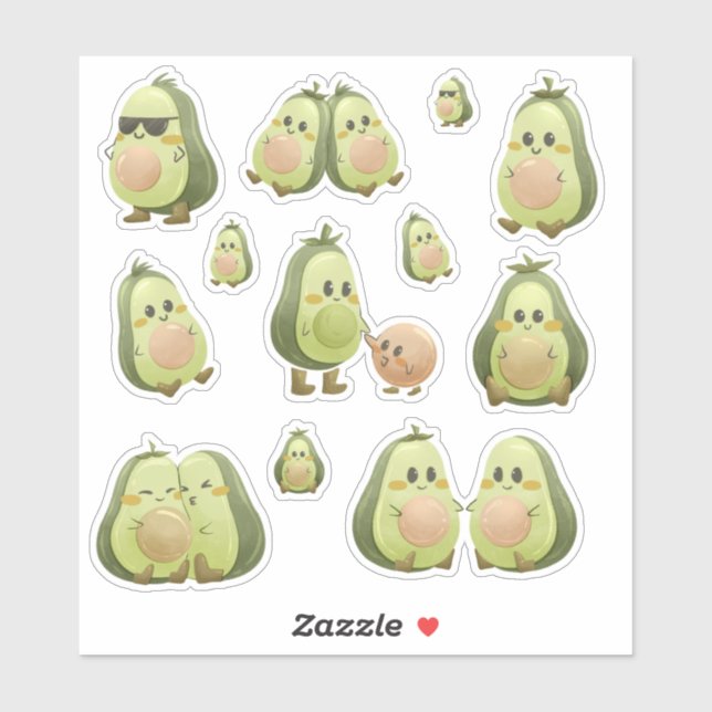 Sticker adorable Petits Avocados (Feuille)
