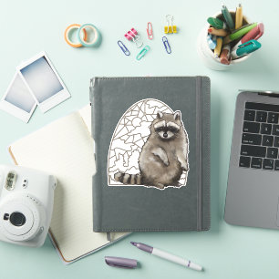 Sticker Adorable Raccoon en verre tendu